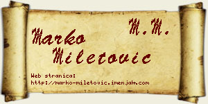 Marko Miletović vizit kartica